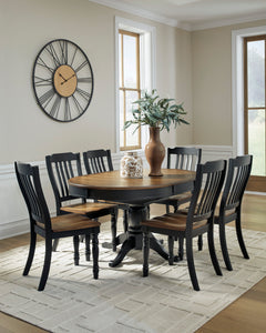 Black/Brown / Table + 6 Chairs, product view 2; includes 1 table; 6 dining chairs; other furniture and accessories excluded - 18