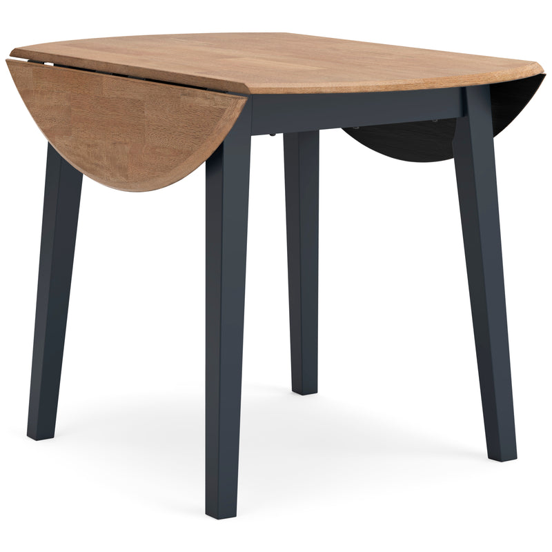 Two-Tone Round Drop-Leaf Dining Table and Chairs