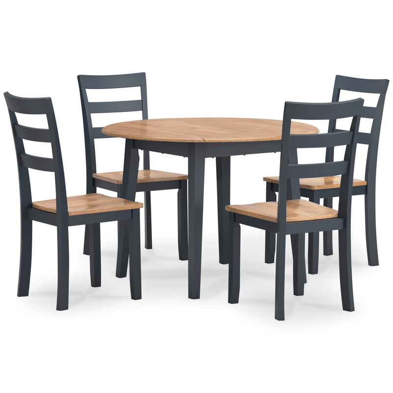 Two-Tone Round Drop-Leaf Dining Table and Chairs