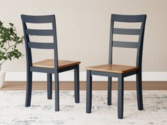 Natural/Blue / Set of 2 Dining Chairs, product view 3; included: 2 matching chairs; all other furniture and accessories excluded - 9