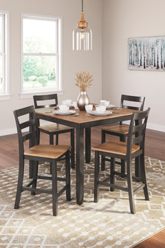 Natural/Brown / 5-Piece Counter Dining Set: Table + 4 Stools, product view 4; includes 1 table, 4 stools; decorative accessories and other furniture excluded - 10