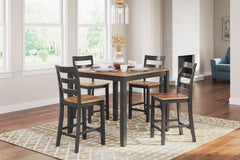 Natural/Brown / 5-Piece Counter Dining Set: Table + 4 Stools, product view 5; includes 1 table, 4 stools; decorative accessories and other furniture excluded - 11