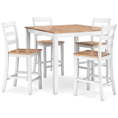 Natural/White / 5-Piece Counter Dining Set: Table + 4 Stools, product view 1; includes 1 table, 4 stools; decorative accessories and other furniture excluded - 12