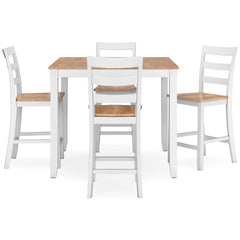 Natural/White / 5-Piece Counter Dining Set: Table + 4 Stools, product view 3; includes 1 table, 4 stools; decorative accessories and other furniture excluded - 14