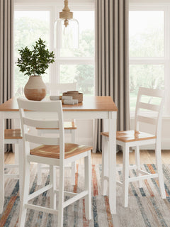 Natural/White / 5-Piece Counter Dining Set: Table + 4 Stools, product view 4; includes 1 table, 4 stools; decorative accessories and other furniture excluded - 15