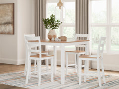 Natural/White / 5-Piece Counter Dining Set: Table + 4 Stools, product view 5; includes 1 table, 4 stools; decorative accessories and other furniture excluded - 16