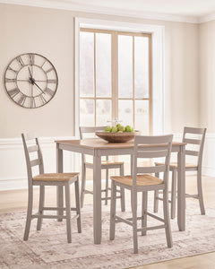 Natural/Gray / 5-Piece Counter Dining Set: Table + 4 Stools, product view 2; one counter-height table and four matching stools included; other furniture and accessories excluded - 18