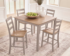 Natural/Gray / 5-Piece Counter Dining Set: Table + 4 Stools, product view 3; one counter-height table and four matching stools included; other furniture and accessories excluded - 19