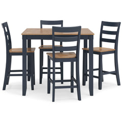 Natural/Blue / 5-Piece Counter Dining Set: Table + 4 Stools, product view 4; includes 1 table, 4 stools; decorative accessories and other furniture excluded - 4