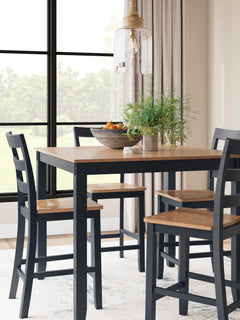 Natural/Blue / 5-Piece Counter Dining Set: Table + 4 Stools, product view 5; includes 1 table, 4 stools; decorative accessories and other furniture excluded - 5