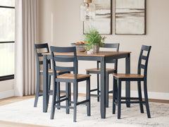 Natural/Blue / 5-Piece Counter Dining Set: Table + 4 Stools, product view 6; includes 1 table, 4 stools; decorative accessories and other furniture excluded - 6