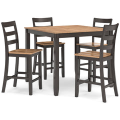 Natural/Brown / 5-Piece Counter Dining Set: Table + 4 Stools, product view 1; includes 1 table, 4 stools; decorative accessories and other furniture excluded - 7