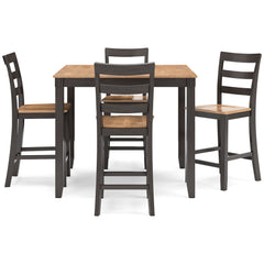 Natural/Brown / 5-Piece Counter Dining Set: Table + 4 Stools, product view 3; includes 1 table, 4 stools; decorative accessories and other furniture excluded - 9