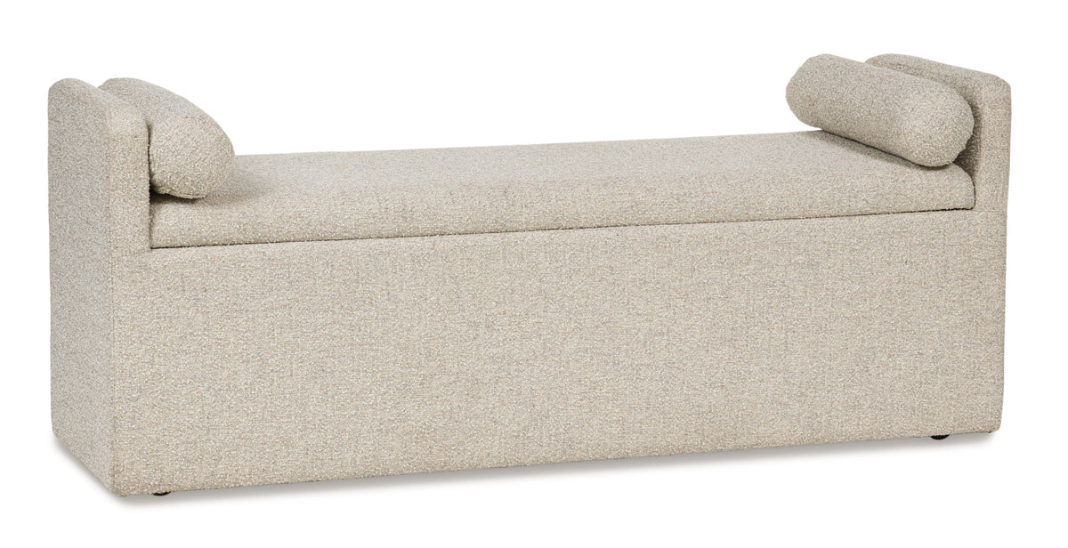 Beige / 1 Bench, angle view with storage closed; one bench included; additional furniture and accessories excluded