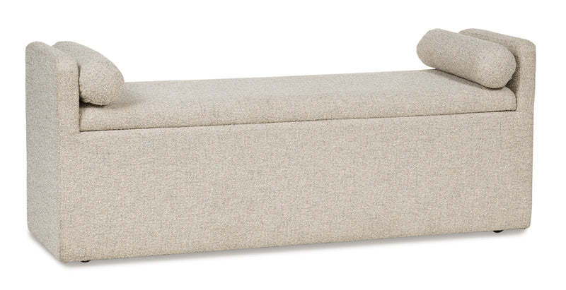 Upholstered Storage Dining Bench with Casters and Bolsters