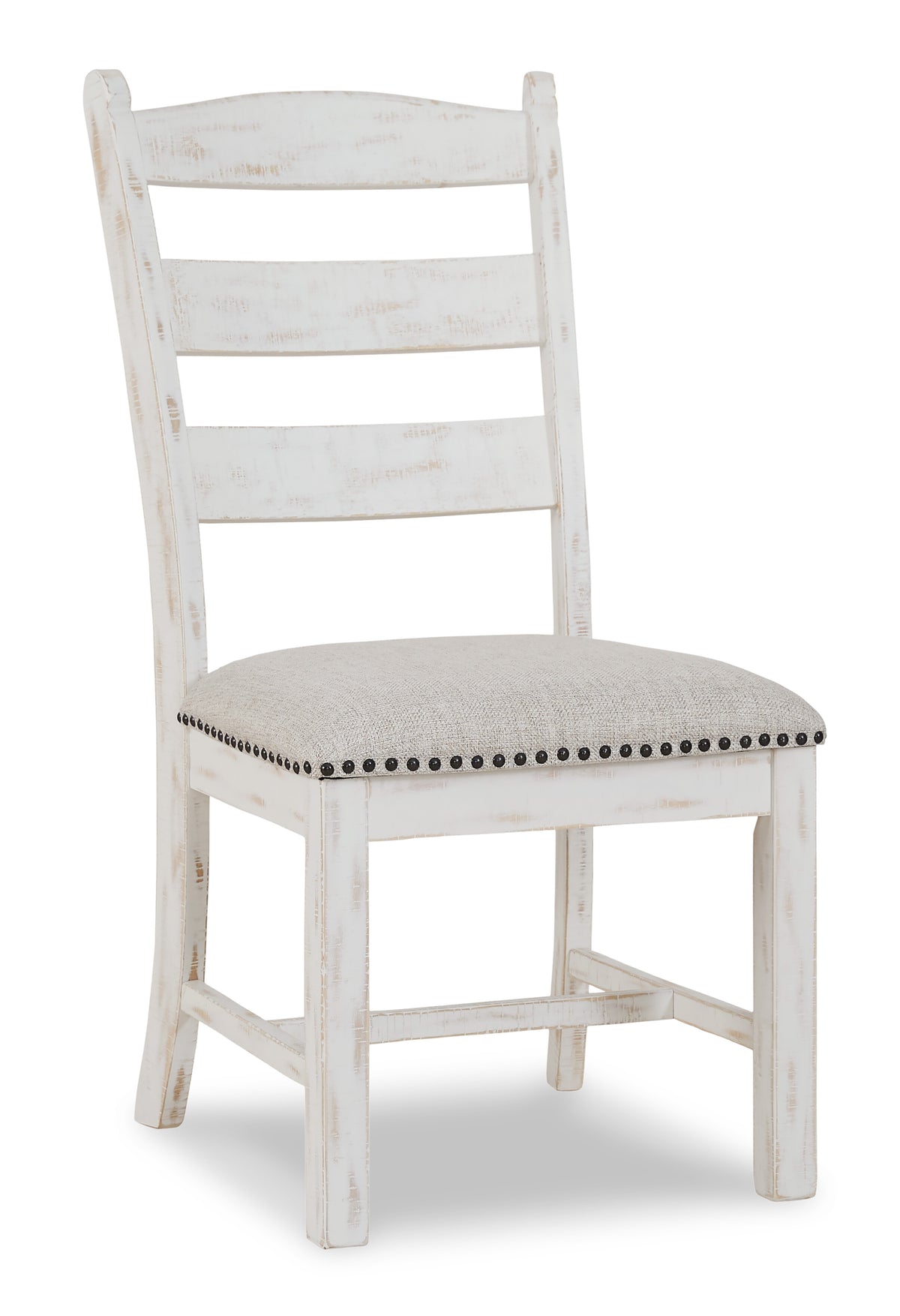 Beige/White Dining Chairs, angle view; sold as a matching pair; tables, additional chairs and accessories excluded