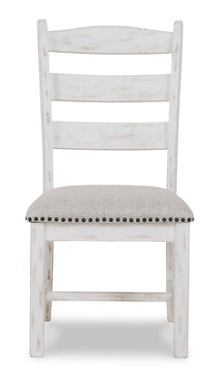 Beige/White Dining Chairs, front view; sold as a matching pair; tables, additional chairs and accessories excluded - 4