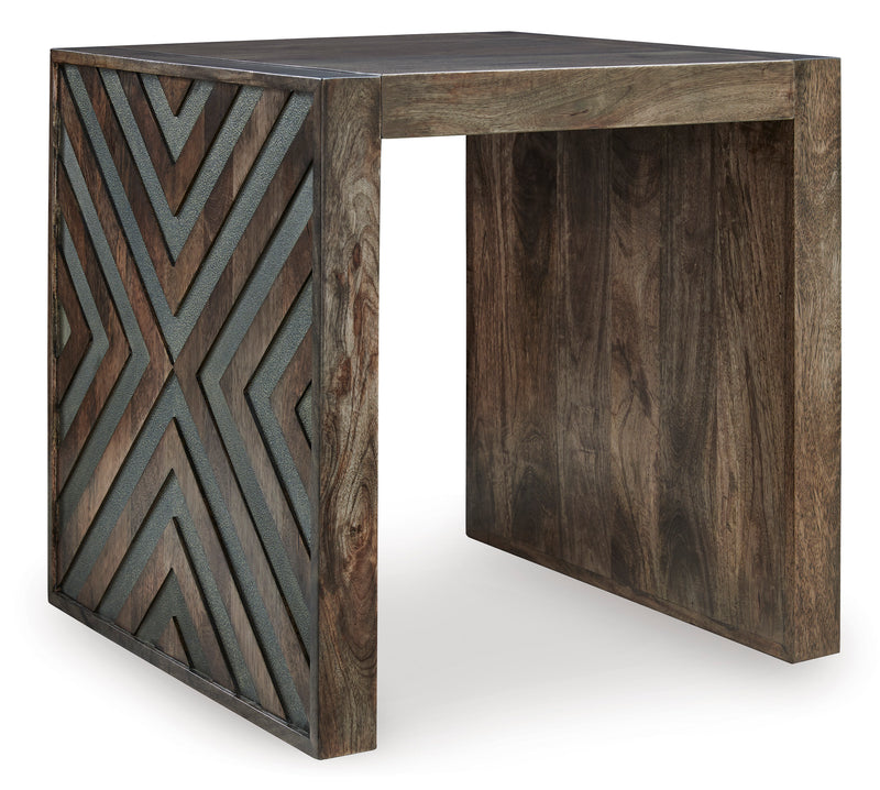 Walnut-Finish Mango Wood End Table with Diamond Sides