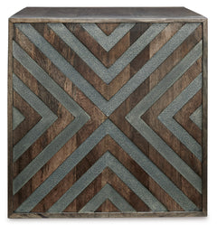 Walnut-Finish Mango Wood End Table with Diamond Sides, side view - 5