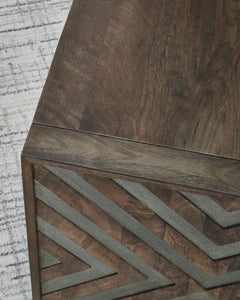 Walnut-Finish Mango Wood End Table with Diamond Sides, top detail - 6