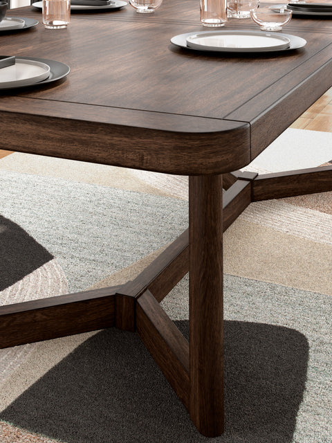 Warm Brown Extension Dining Table with Cushioned Chair Options