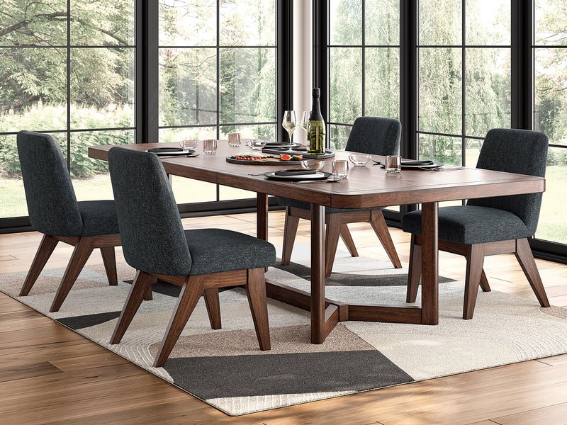 Warm Brown Extension Dining Table with Cushioned Chair Options