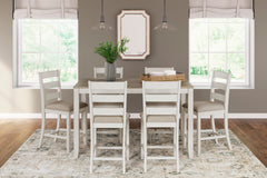 White/Light Brown / 7-Piece Counter Dining Set: Table + 6 Stools, product view 12; includes 1 table, 6 stools; decorative accessories and other furniture excluded - 12