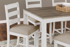 White/Light Brown / 7-Piece Counter Dining Set: Table + 6 Stools, product view 6; includes 1 table, 6 stools; decorative accessories and other furniture excluded - 6
