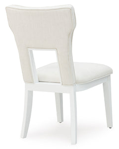 White Dining Chairs, back view; sold as a matching pair; tables, additional chairs and accessories excluded - 2