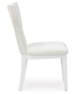 White Dining Chairs, side view; sold as a matching pair; tables, additional chairs and accessories excluded - 4
