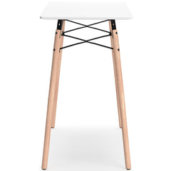 White and natural wood compact desk, side view - 15