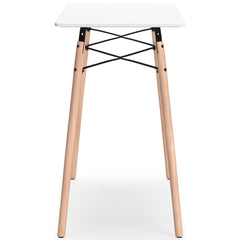 White and natural wood compact desk, opposite side view - 16