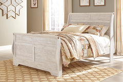 Whitewash / Framed Sleigh Bed / Queen, component view 2; only selected configuration included; mattress bedding and accessories excluded - 66