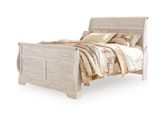 Whitewash / Framed Sleigh Bed + Nightstand / Queen, component view 1; only selected configuration included; mattress bedding and accessories excluded - 67
