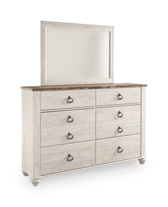Whitewash / Curved Sleigh Bed — 5pc Set / King, component view 5; only selected configuration included; mattress bedding and accessories excluded; mirror shown attached to the single included dresser - 84