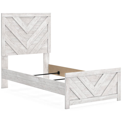 Whitewash Chevron Panel Bed and Bedroom Storage Collection