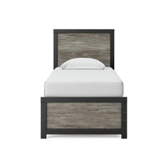 Black/Gray Panel Bed Twin, view 2; selected furniture only; mattress foundation bedding and accessories excluded - 47