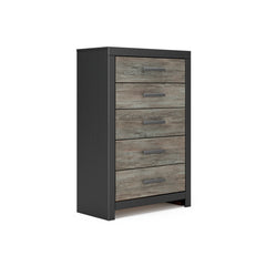 Black/Gray 5pc Set with Panel Bed King, view 4; selected furniture only; mattress foundation bedding and accessories excluded - 71