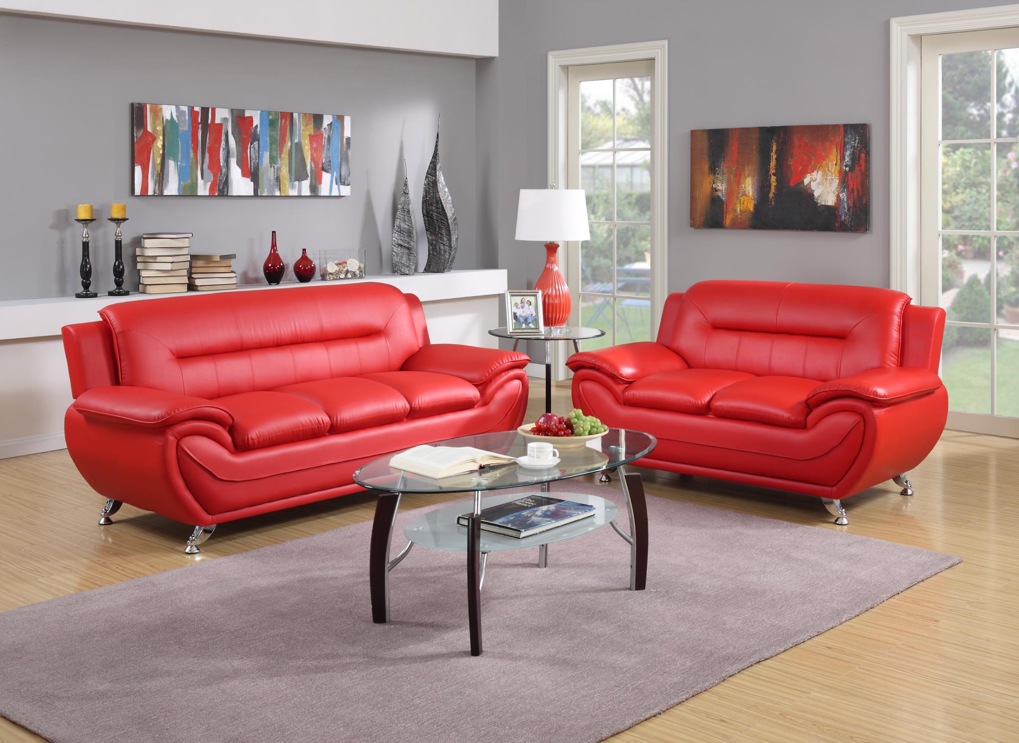 LOVE RAT（RED Ver.) Antonin Red Leather Non-Power Reclining Loveseat | Rooms to Go