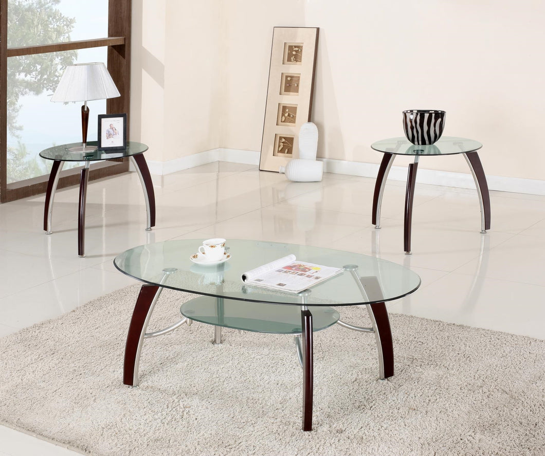 3302 3PC CHERRY GLASS C/E TABLE SET