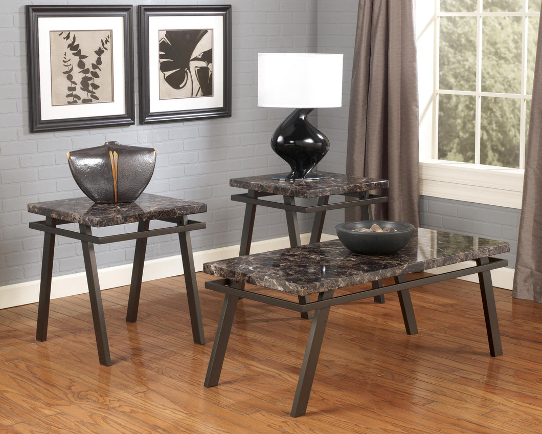 3339  BROWN MARBLE COFFEE TABLE SET