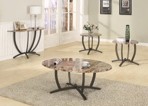 3389  3PC FAUX MARBLE COFFEE AND END TABLE SET