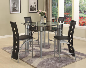 3423  5PC BLACK EDGE 42X42" TEMPERED GLASS DINING SET
