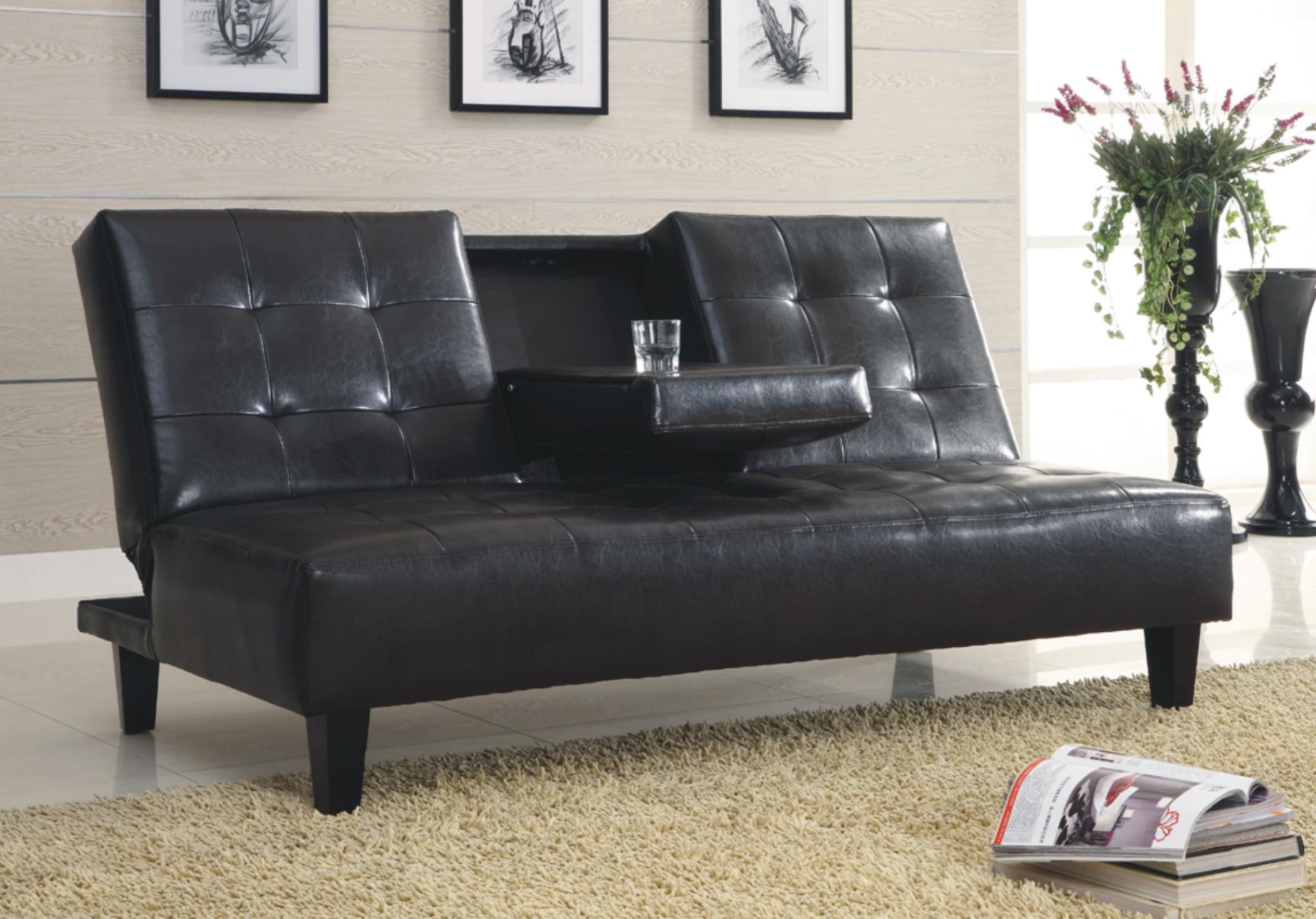 4414k Black Pu Sofa Bed The Roomstyle