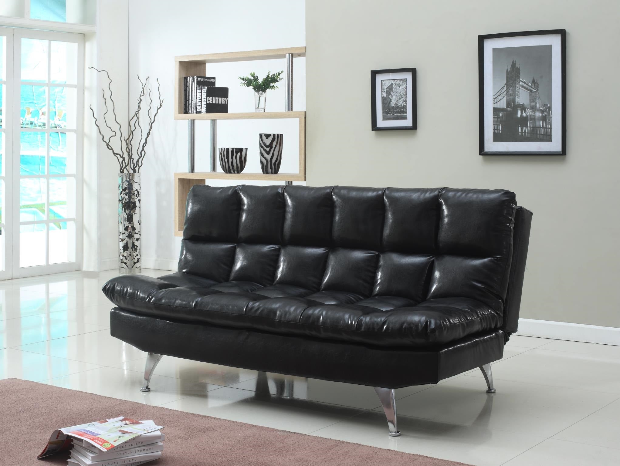 4419K BLACK PU/MICROFIBER ADJUSTABLE SOFA BED – The