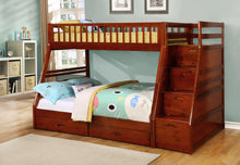 Load image into Gallery viewer, 4474 TWIN/FULL BUNK BED WITH STORAGE STAIRCASE
