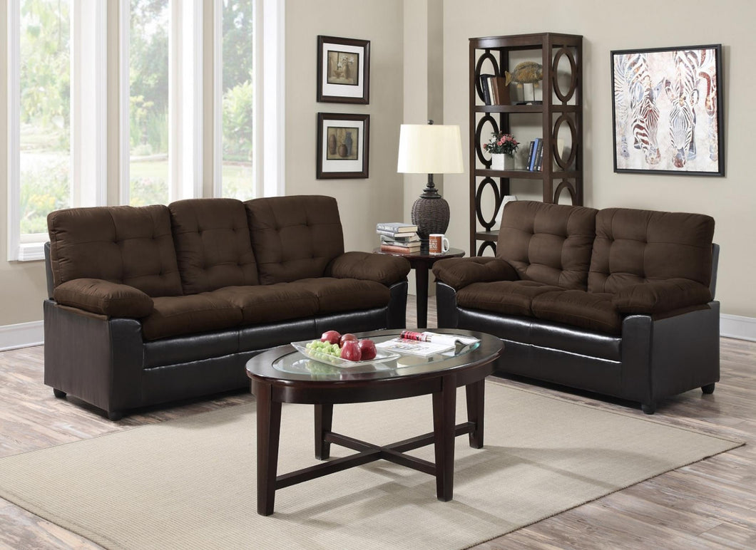 U6400  CHOCOLATE MICROFIBER SOFA/LOVE SEAT