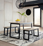 Waylowe Dining Room Table and Benches (Set of 3)