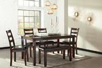 Coviar Dining Room Table and Chairs with Bench (Set of 6)