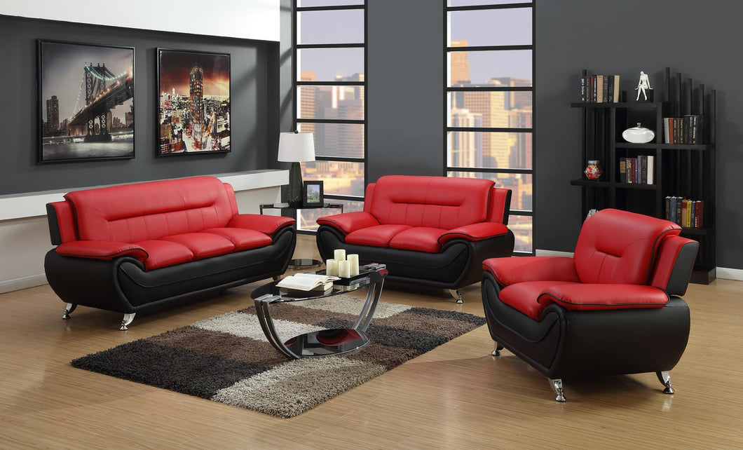 U2705 RED ON BLACK SOFA/LOVE SEAT/ CHAIR